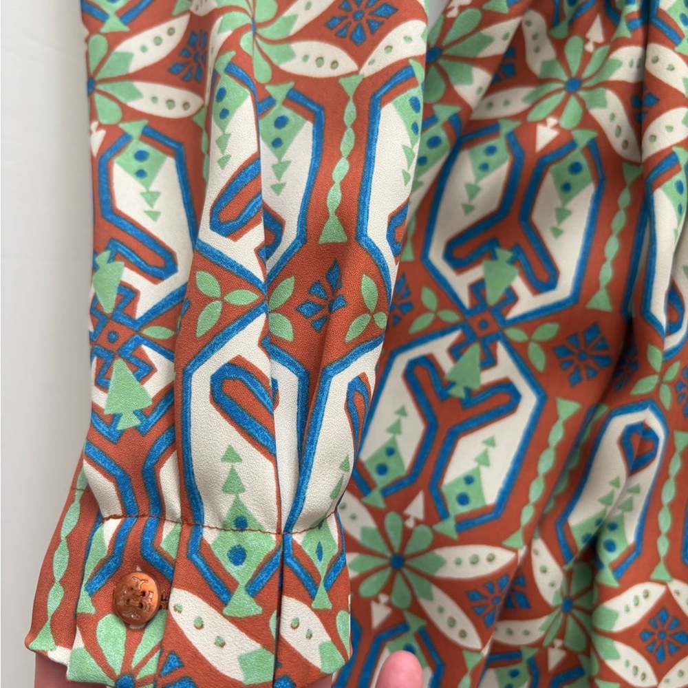 Tory Burch Garden Maze Printed Pleated Midi Dress Size 2 - Picture 5 of 8